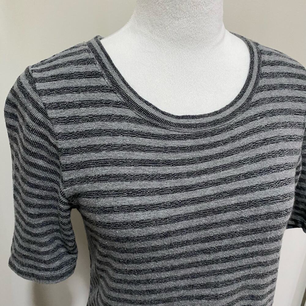 Paraphrase Grey Striped Knit Dress Size Small Short Sleeve Stretch Knit - Picture 2 of 6